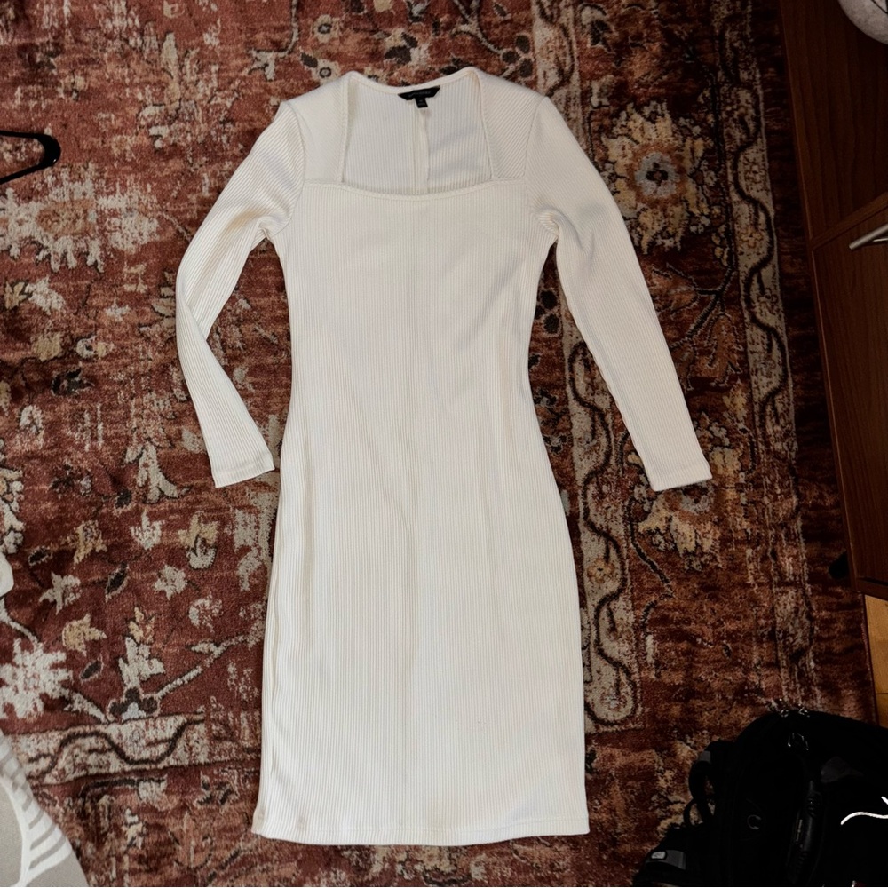 Banana Republic White Ribbed Knit Midi Dress